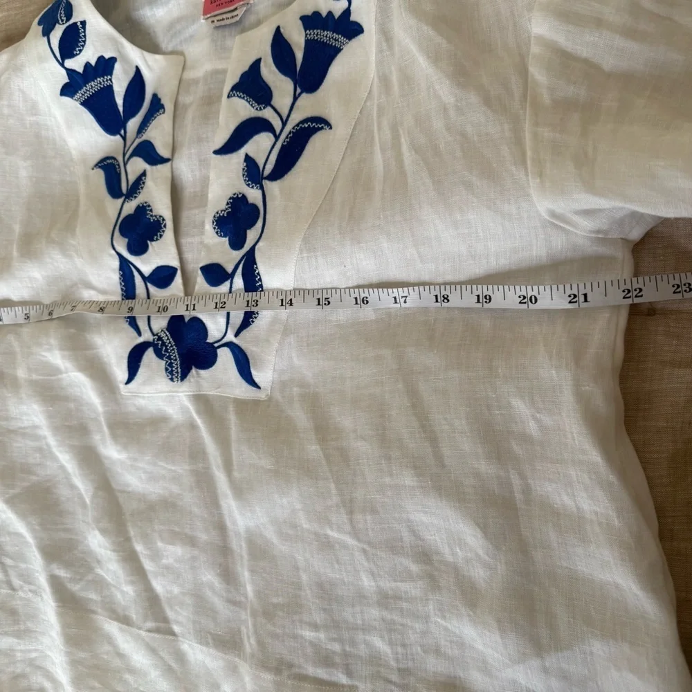 KATE SPADE Embroidered Zigzag Floral Linen Top Size Medium